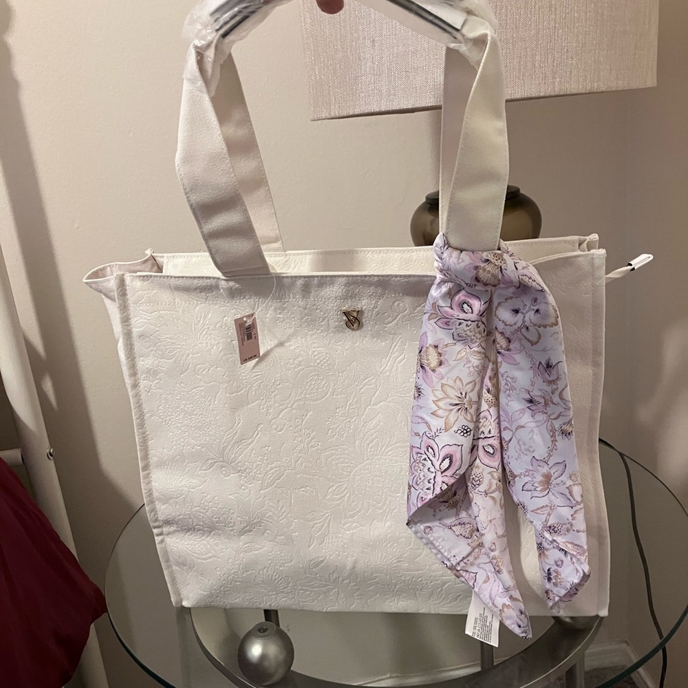 SOLD- Victoria's Secret Large Canvas bag with scarf Brand New